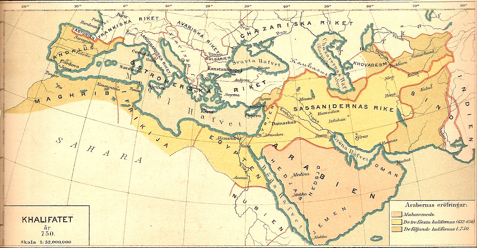 Kalifatet år 750 historisk karta