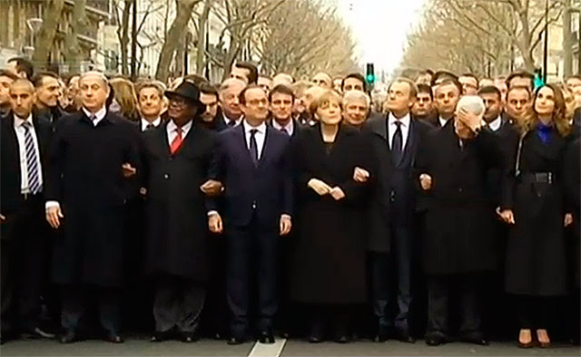 Miljoner människor tågade i Paris 11 januari i historiens största marsch för demokrati och frihet mot terrorim. En kraftfull manifestation för respekt för alla människor.